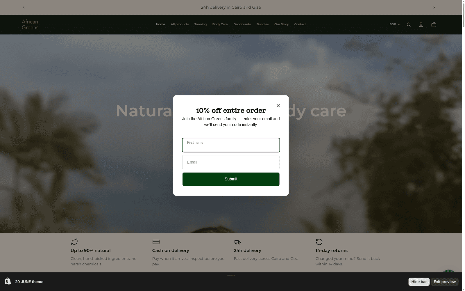 African Greens, System