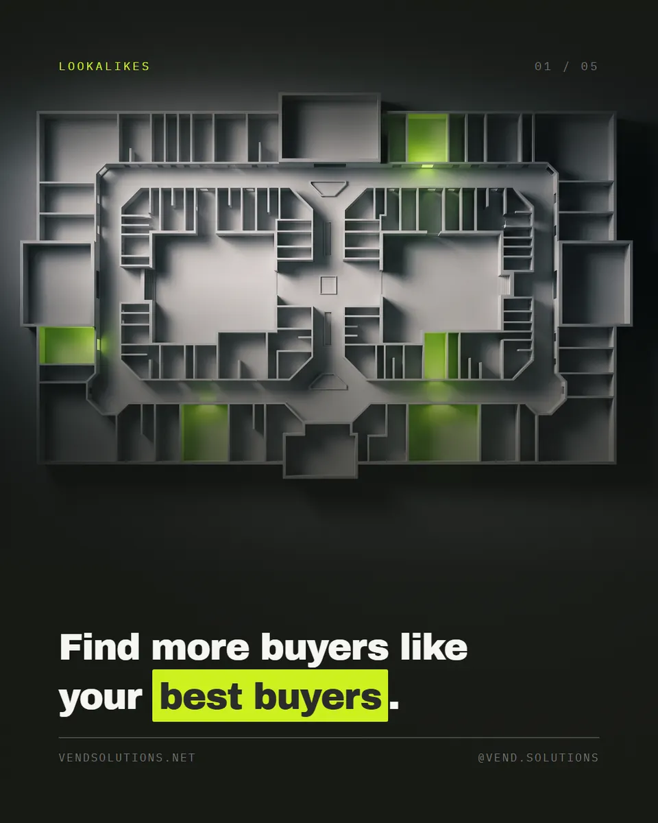 Mall floor plan with lime hotspots, headline Find more buyers like your best buyers